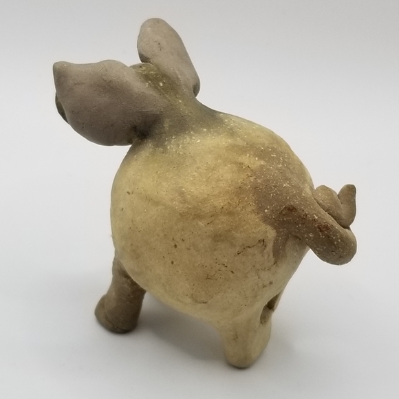 Clay Pottery Whistle Primitive Folk Art Pig Tail Ceramic Handmade Figural Signed - Picture 4 of 11